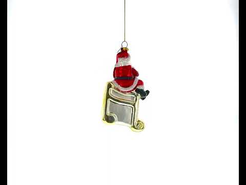 Santa on Music Note Glass Christmas Ornament
