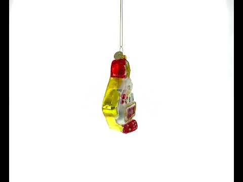 Adorno navideño de cristal con letrero de casino