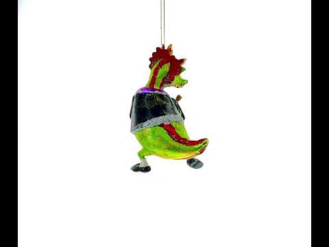 Weihnachtsbaumschmuck: Drache mit Champagnerglas