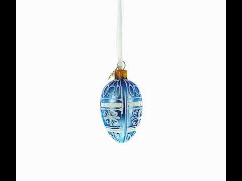 Mini-Glasei-Ornament, mattblau mit weißem Blumenmuster, 7,4 cm (2,9 Zoll)