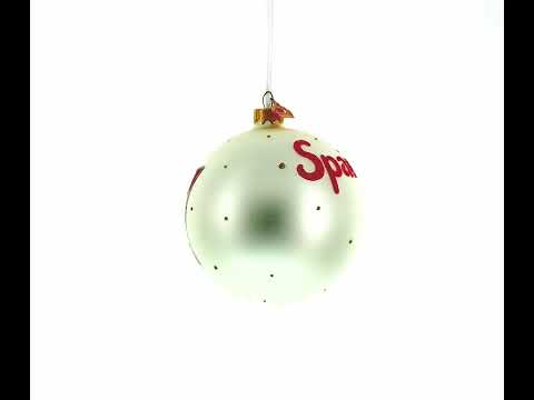 Adorno navideño de bola de cristal soplado con la bandera de España de 4 pulgadas