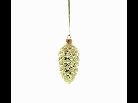 Goldener Tannenzapfen-Weihnachtsschmuck aus Glas im Retro-Waldstil