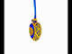 Cobalt Blue with Yellow Sunflower and Red Glitter Accents Mini Glass Egg Ornament 2.9 Inches
