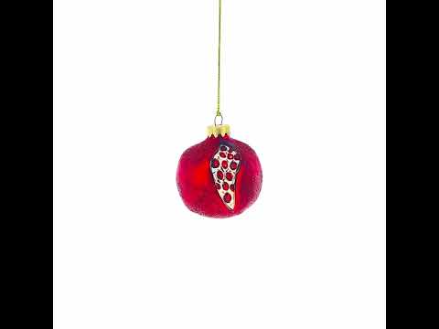 Pomegranate with Cut Open Seed Details Glass Christmas Ornament