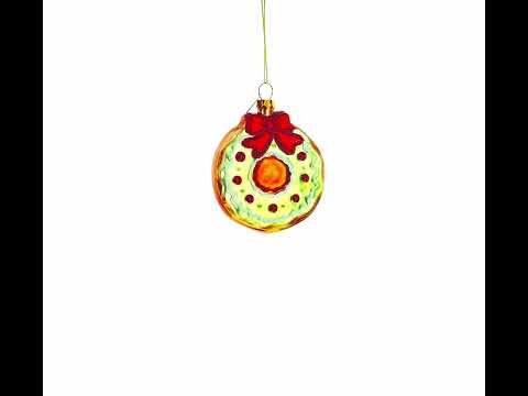 Frosted Green Donut Glass Christmas Ornament