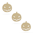 3 Pumpkin Faces Jack-o-lanterns Unfinished Wooden Shapes Craft Cutouts DIY Unpainted 3D Plaques 4 Inches in Beige color,  shape