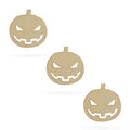 3 Pumpkin Faces Jack-o-lanterns Unfinished Wooden Shapes Craft Cutouts DIY 3D Plaques 4 Inches in Beige color