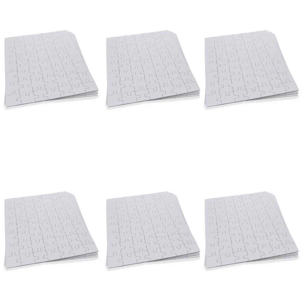 Set of 6 White Blank Create a Jigsaw Puzzles 10 Inches x 8 Inches in White color, Rectangular shape