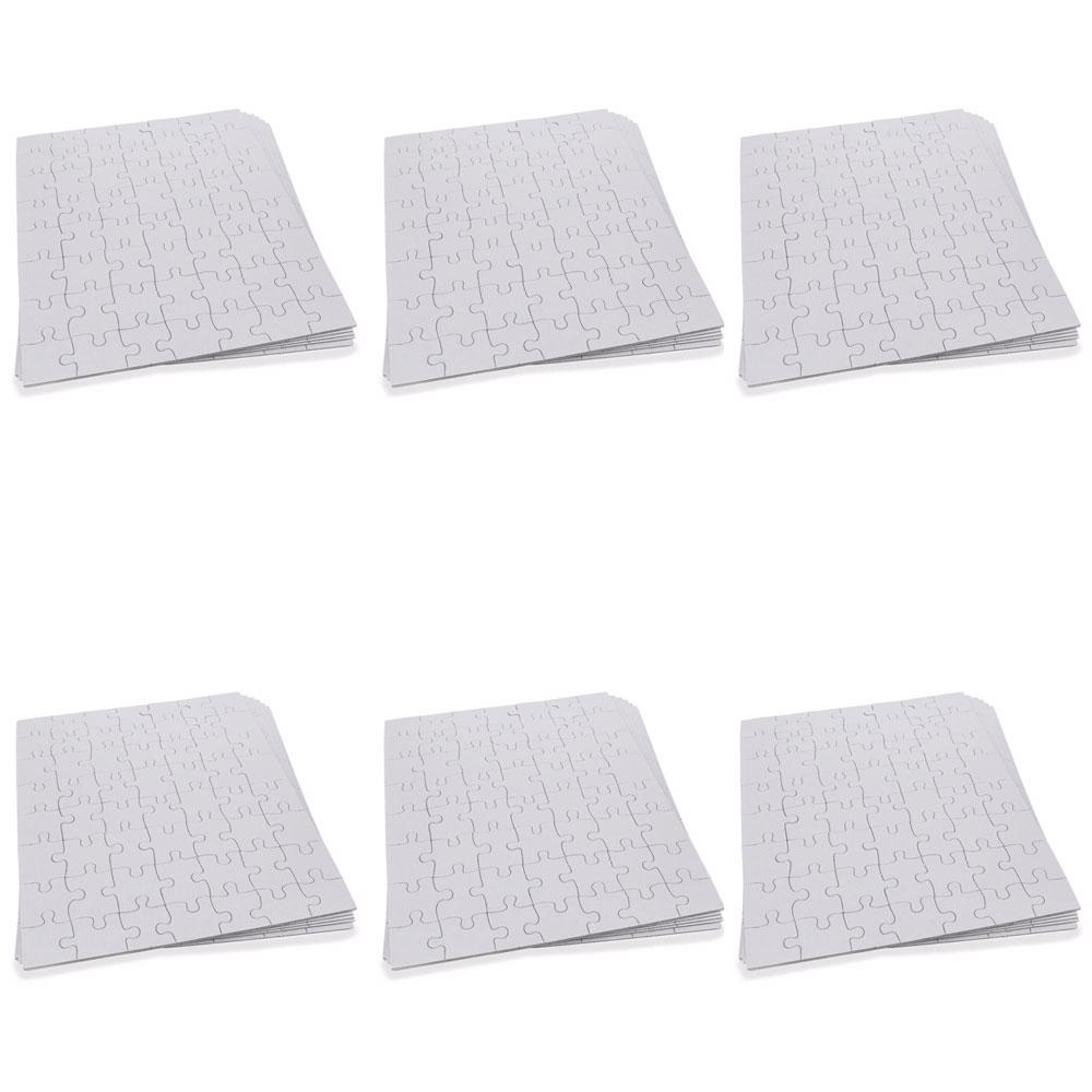 Paper Set of 6 White Blank Create a Jigsaw Puzzles 10 Inches x 8 Inches in White color Rectangular