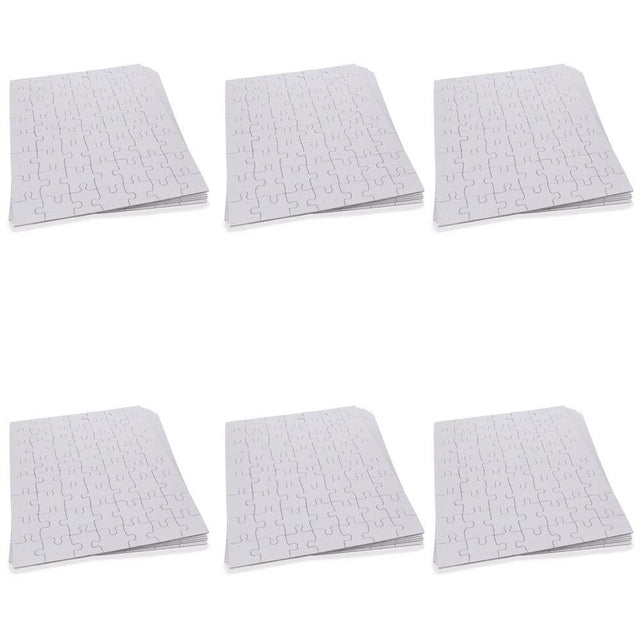 Set of 6 White Blank Create a Jigsaw Puzzles 10 Inches x 8 Inches in White color Rectangular