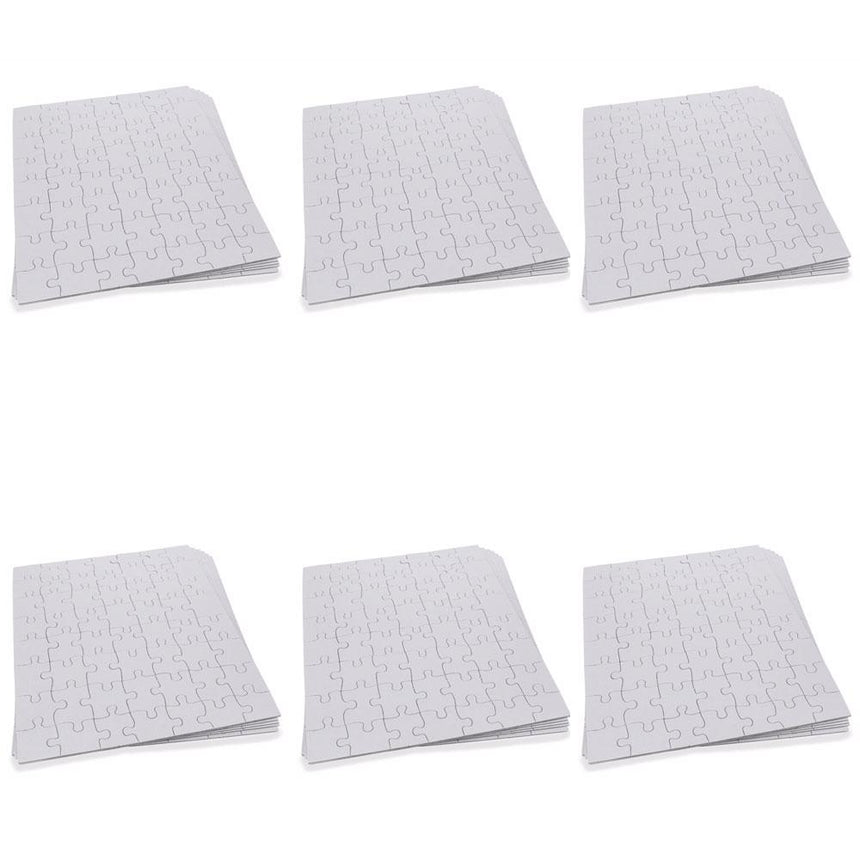 Set of 6 White Blank Create a Jigsaw Puzzles 10 Inches x 8 Inches in White color Rectangular
