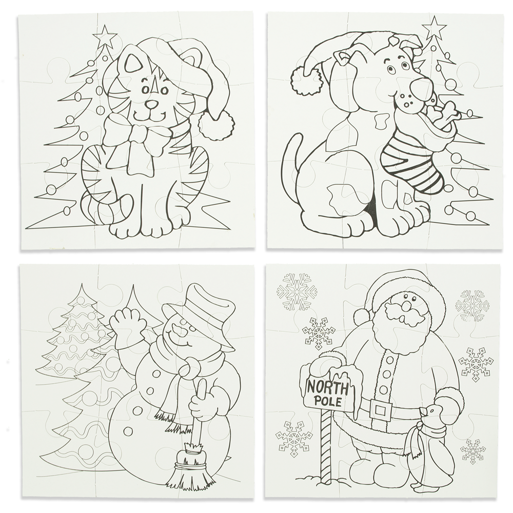 Set of 12 Blank Christmas Puzzles in White color,  shape