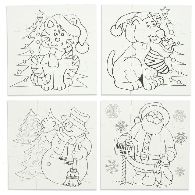 Set of 12 Blank Christmas Puzzles in White color