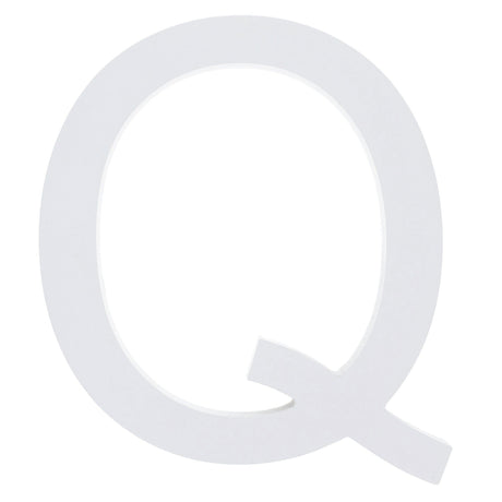 Arial Font White Painted MDF Wood Letter Q (6 Inches) in White color,  shape