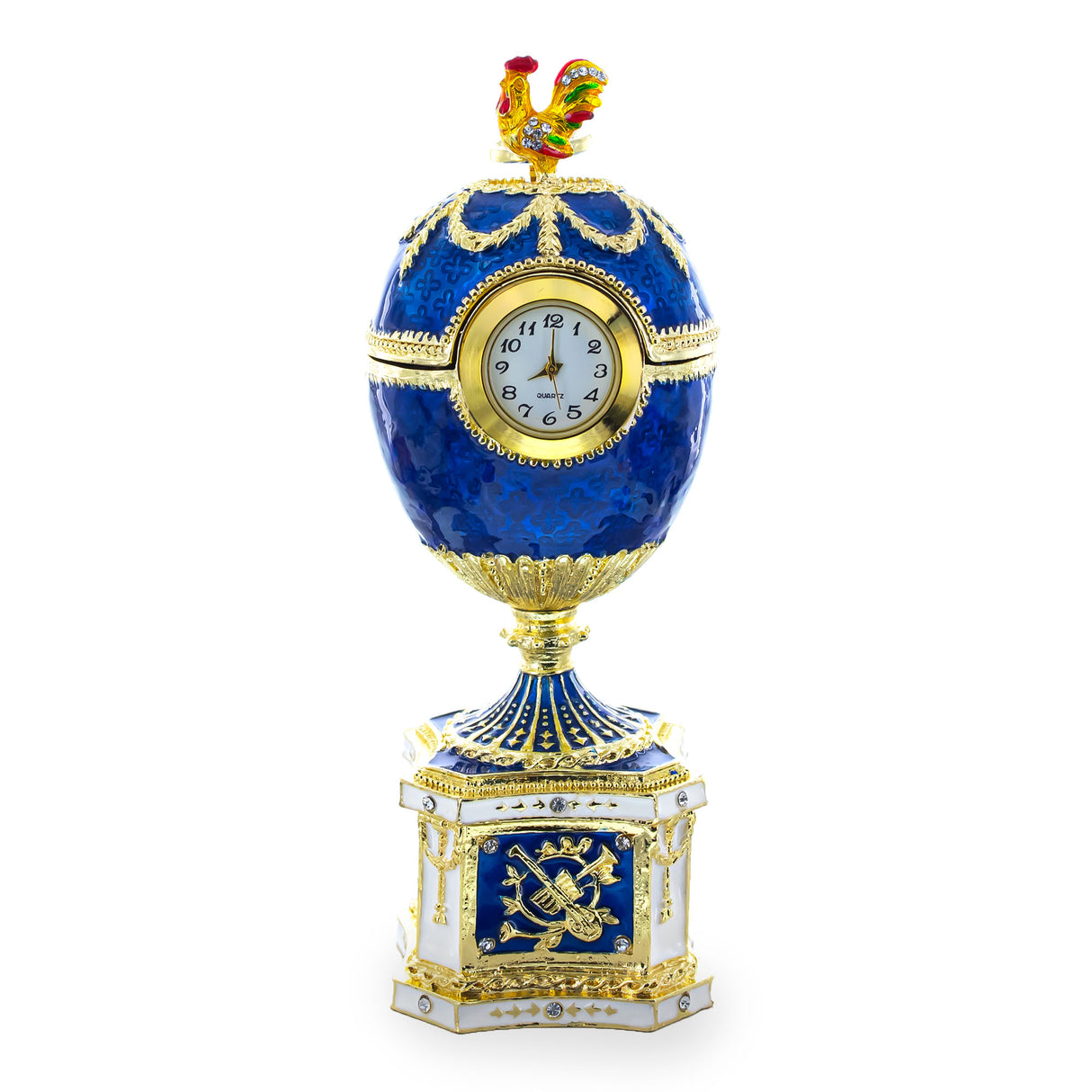 1904 Kelch Chanticleer Blue Enamel Royal Imperial Easter Egg with Clock in Blue color,  shape