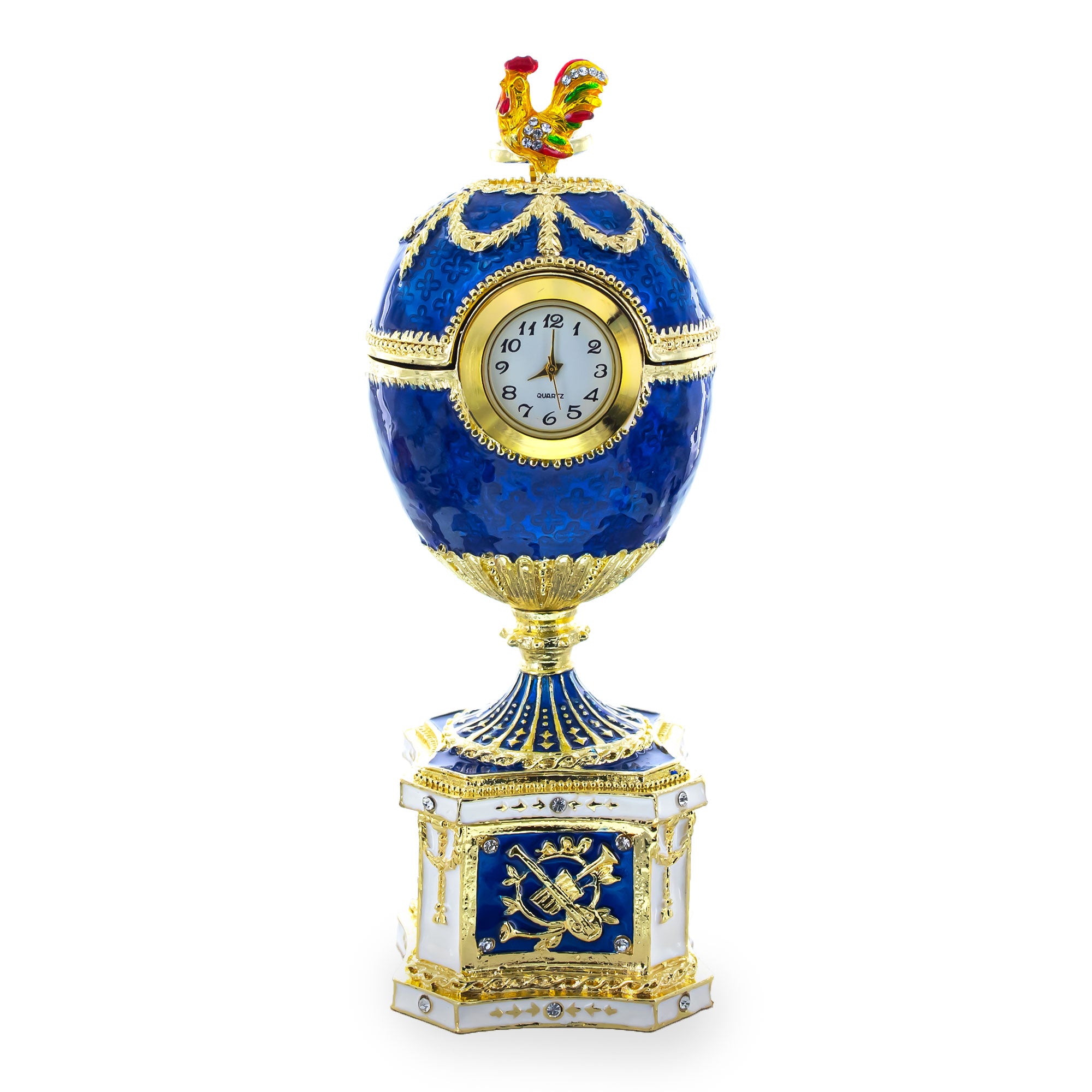 1904 Kelch Chanticleer Blue Enamel Royal Imperial Easter Egg with Clock in Blue color