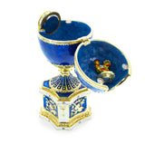 Shop 1904 Kelch Chanticleer Blue Enamel Royal Imperial Easter Egg with Clock. Buy Royal Royal Eggs Imperial Blue  Pewter for Sale by Online Gift Shop BestPysanky Faberge replicas Imperial royal collectible Easter egg decorative Russian inspired style jewelry trinket box bejeweled jeweled enameled decoration figurine collection house music box crystal value for sale real