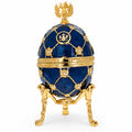 Coat of Arms Blue Royal Inspired Easter Egg in Blue color Oval