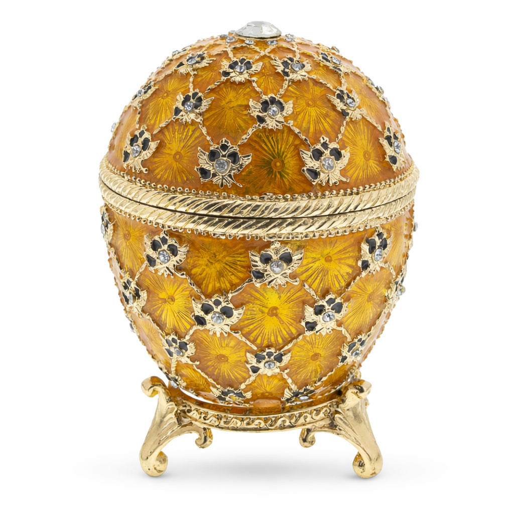 BestPysanky online gift shop sells Faberge replicas Imperial royal collectible Easter egg decorative Russian inspired style jewelry trinket box bejeweled jeweled enameled decoration figurine collection house music box crystal value for sale real