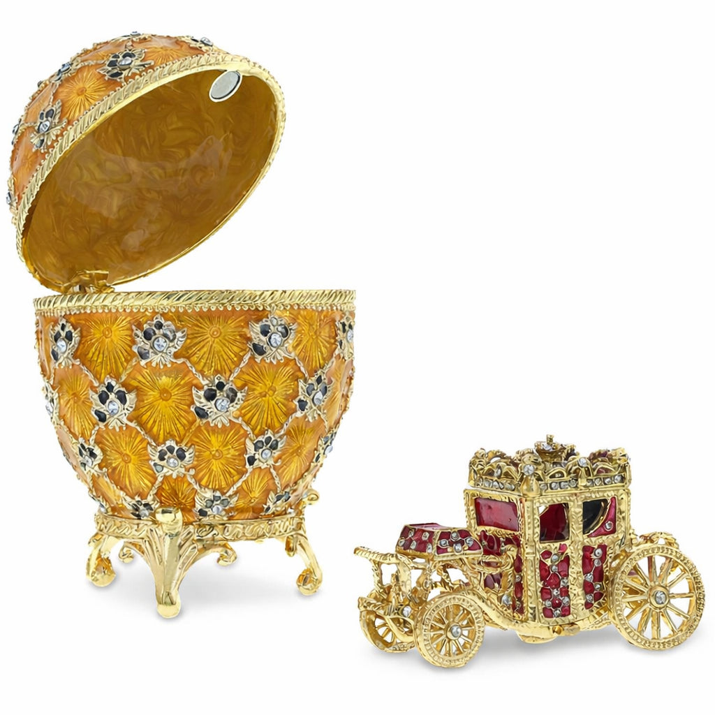 1897 Coronation Royal Imperial Easter Egg 3.8 Inches TallCzech Republic , dimensions in inches: 3.8 x 2.6 x 2.5