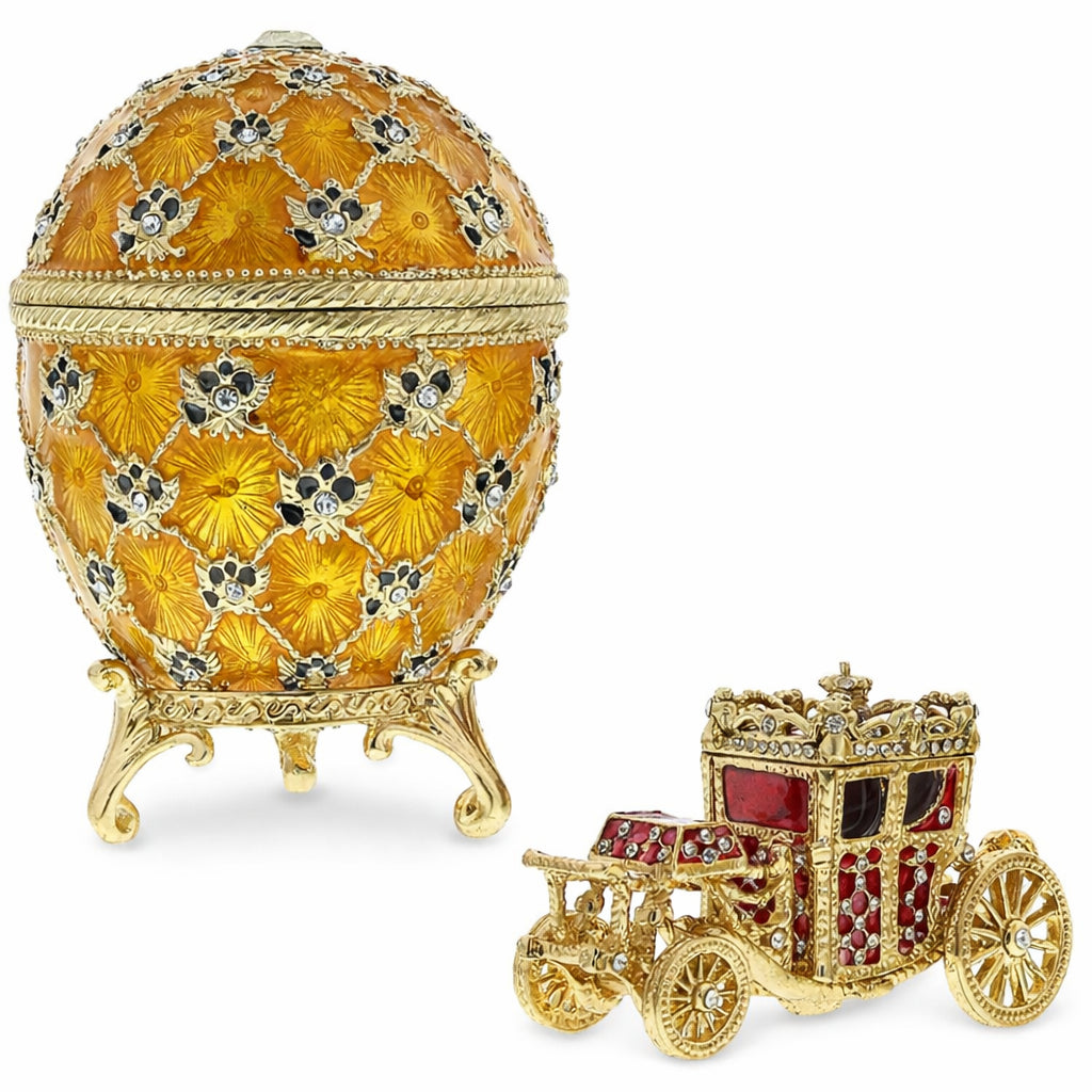 1897 Coronation Royal Imperial Easter Egg 3.8 Inches Tall in Gold color Oval