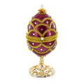 Real Eggshell Royal Inspired Musical Easter Egg 5.4 Inches in Red color Oval