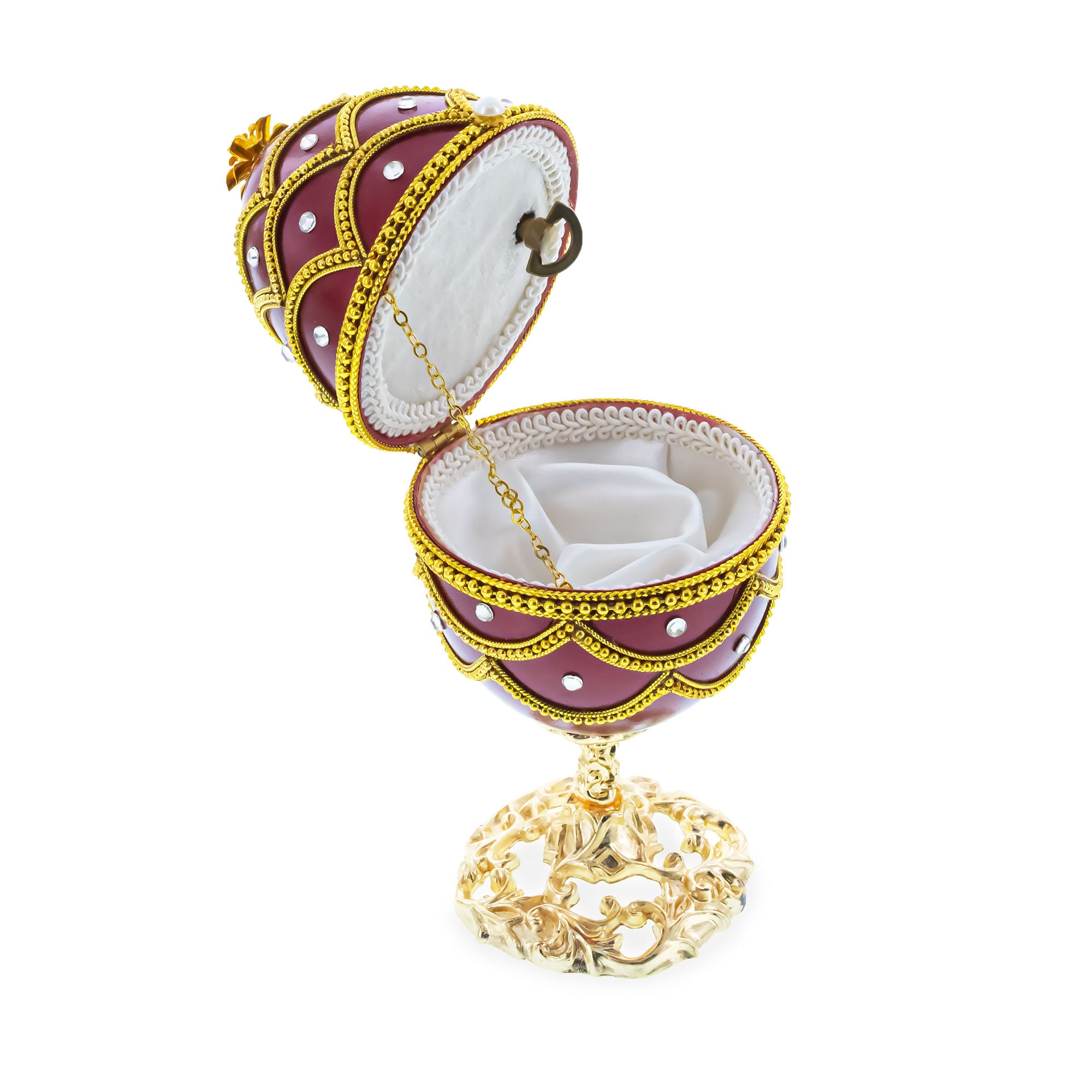 Real Eggshell Royal Inspired Musical Easter Egg 5.4 Inches , dimensions in inches: 5.4 x 2.4 x 2.4