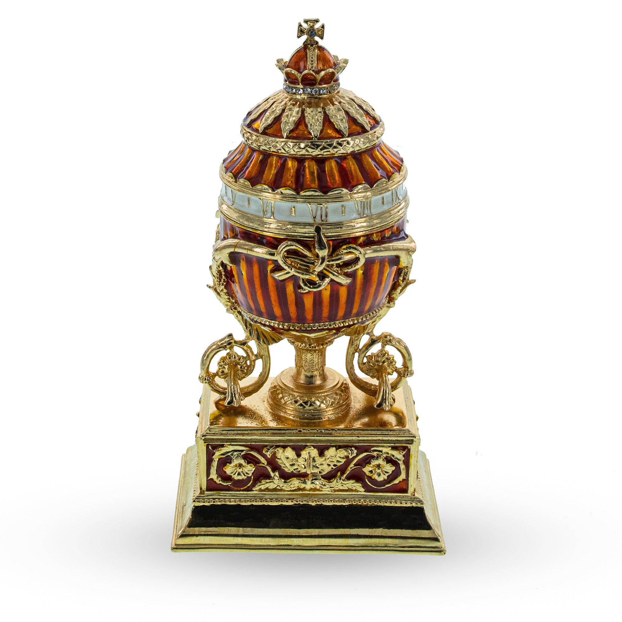 1899 Bouquet of Lilies Clock Royal Imperial Easter Egg in Gold color Oval