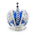 Royal Crown with Cross in Blue Enamel Jewelry Trinket Box Figurine in Multi color