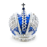 Royal Crown with Cross in Blue Enamel Jewelry Trinket Box Figurine in Multi color