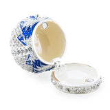 Royal Crown with Cross in Blue Enamel Jewelry Trinket Box Figurine , dimensions in inches: 2.22 x 1.95 x 1.95