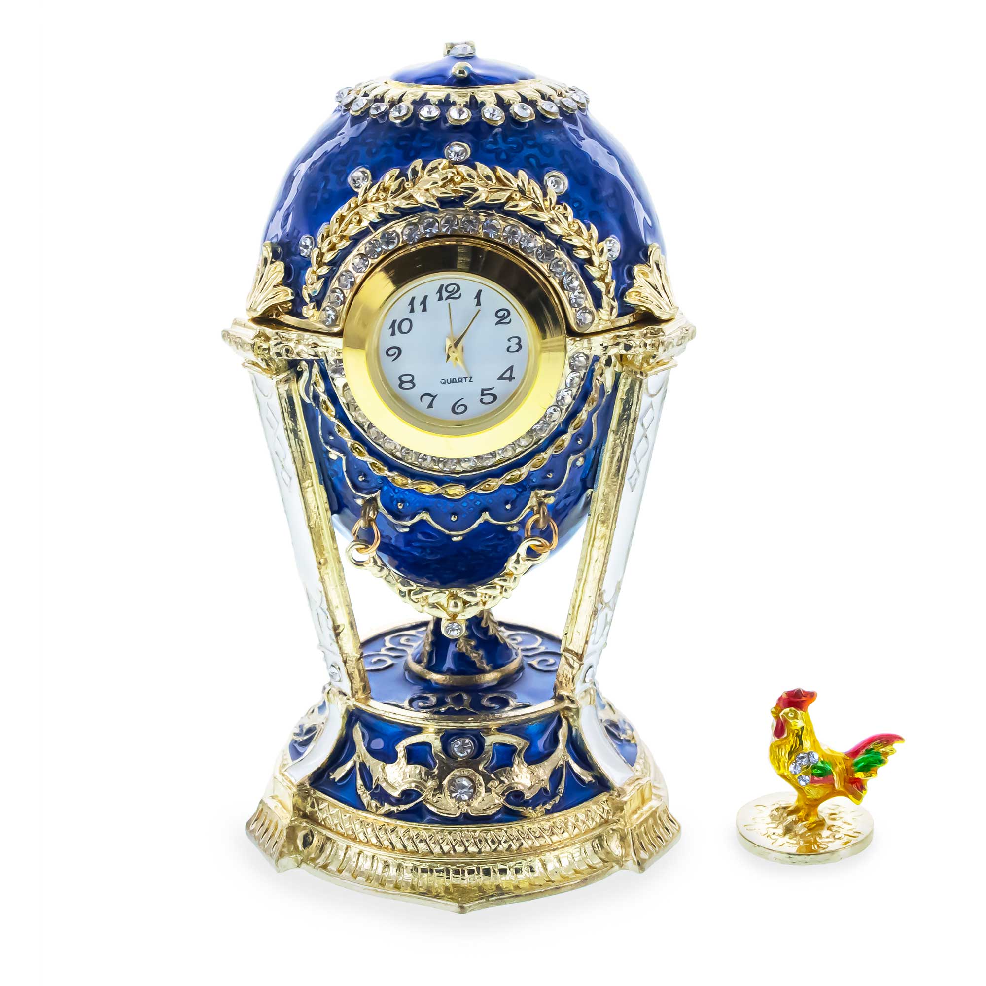 Shop 1900 Cockerel Royal Imperial Easter Egg in Blue. Buy Royal > Royal Eggs > Imperial Blue Oval