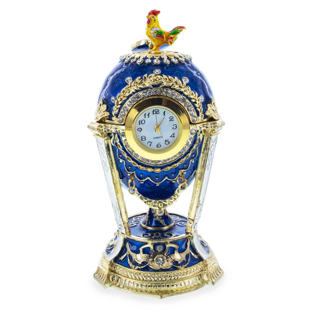1900 Cockerel Royal Imperial Easter Egg in Blue in Blue color Oval