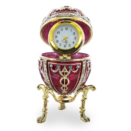 1895 Rosebud Royal Imperial Easter Egg with Clock Surprise in Red color, Oval shape