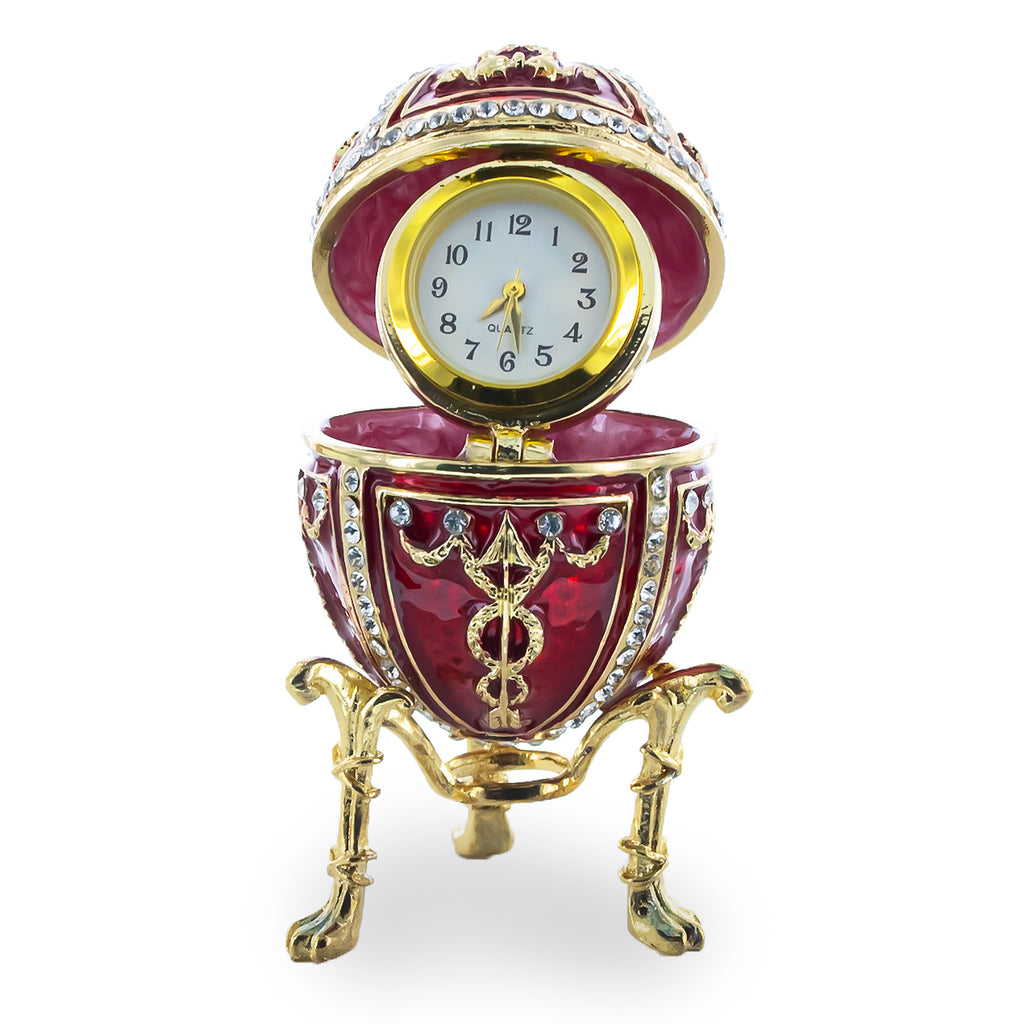 1895 Rosebud Royal Imperial Easter Egg with Clock Surprise in Red color Oval