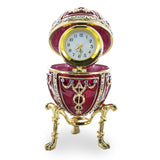 Pewter 1895 Rosebud Royal Imperial Easter Egg with Clock Surprise in Red color Oval