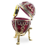 Shop 1895 Rosebud Royal Imperial Easter Egg with Clock Surprise. Buy Royal Royal Eggs Imperial Red Oval Pewter for Sale by Online Gift Shop BestPysanky Faberge replicas Imperial royal collectible Easter egg decorative Russian inspired style jewelry trinket box bejeweled jeweled enameled decoration figurine collection house music box crystal value for sale real