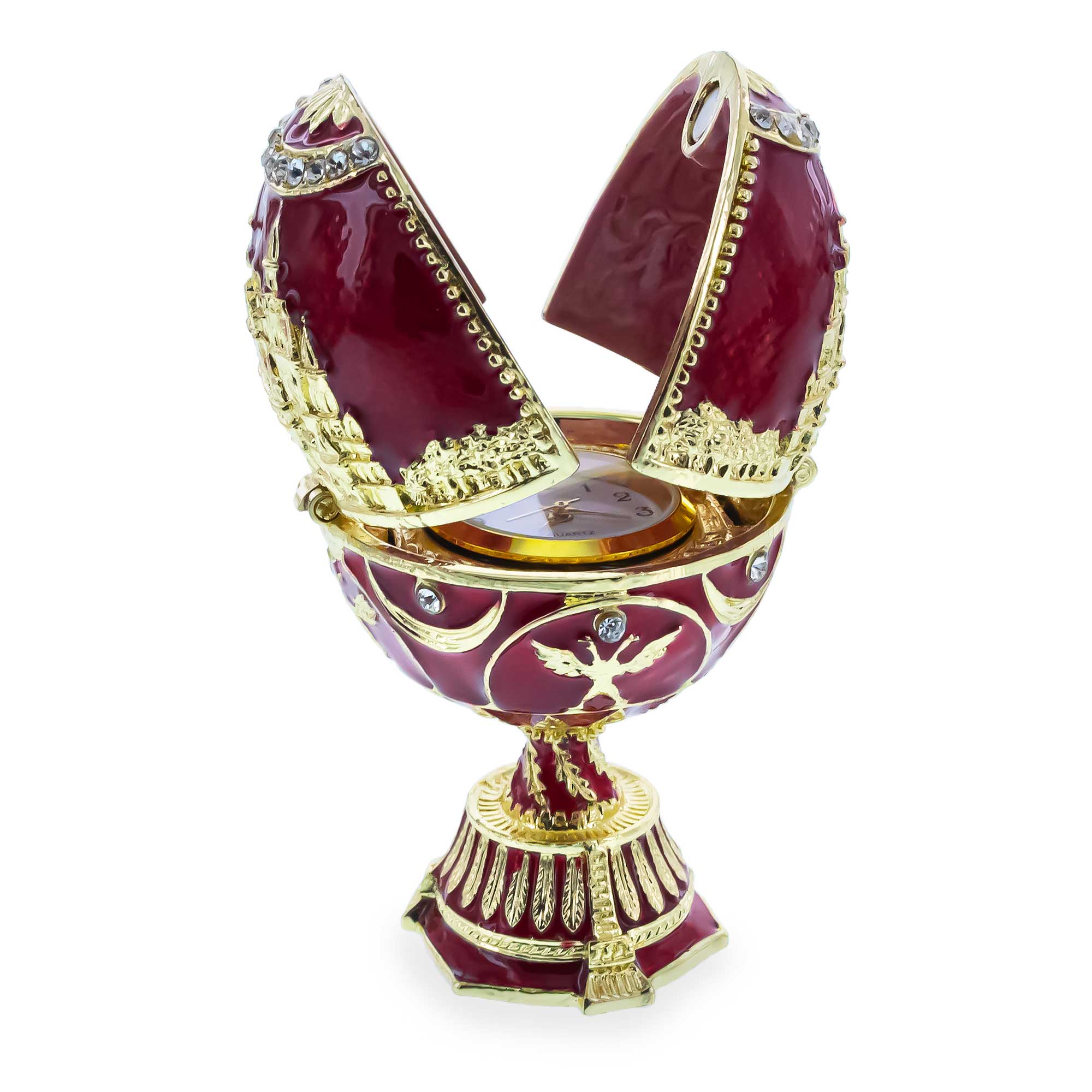 Shop The City Royal Inspired Imperial Easter Egg with Clock. Buy Royal > Royal Eggs > Inspired Red Oval