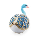 Jeweled Swan Trinket Box Figurine , dimensions in inches: 2.5 x 2.3 x 2.59