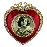 Red Heart Enameled Guilloche Royal Picture Frame in Red color, Heart shape