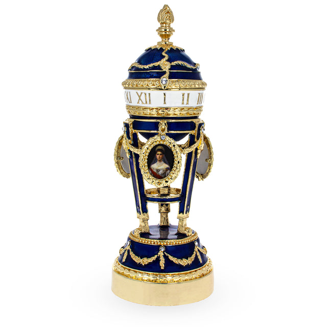 Picture Frames on Clock Royal Inspired Imperial Easter Egg in Blue color