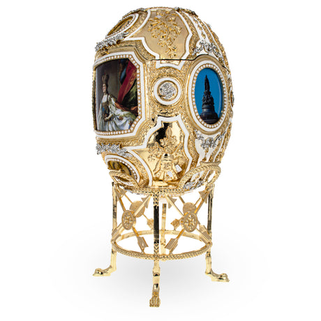 Shop 1914 Grisaille Royal Imperial Easter Egg. Buy Royal Royal Eggs Imperial  Oval  for Sale by Online Gift Shop BestPysanky Faberge replicas Imperial royal collectible Easter egg decorative Russian inspired style jewelry trinket box bejeweled jeweled enameled decoration figurine collection house music box crystal value for sale real