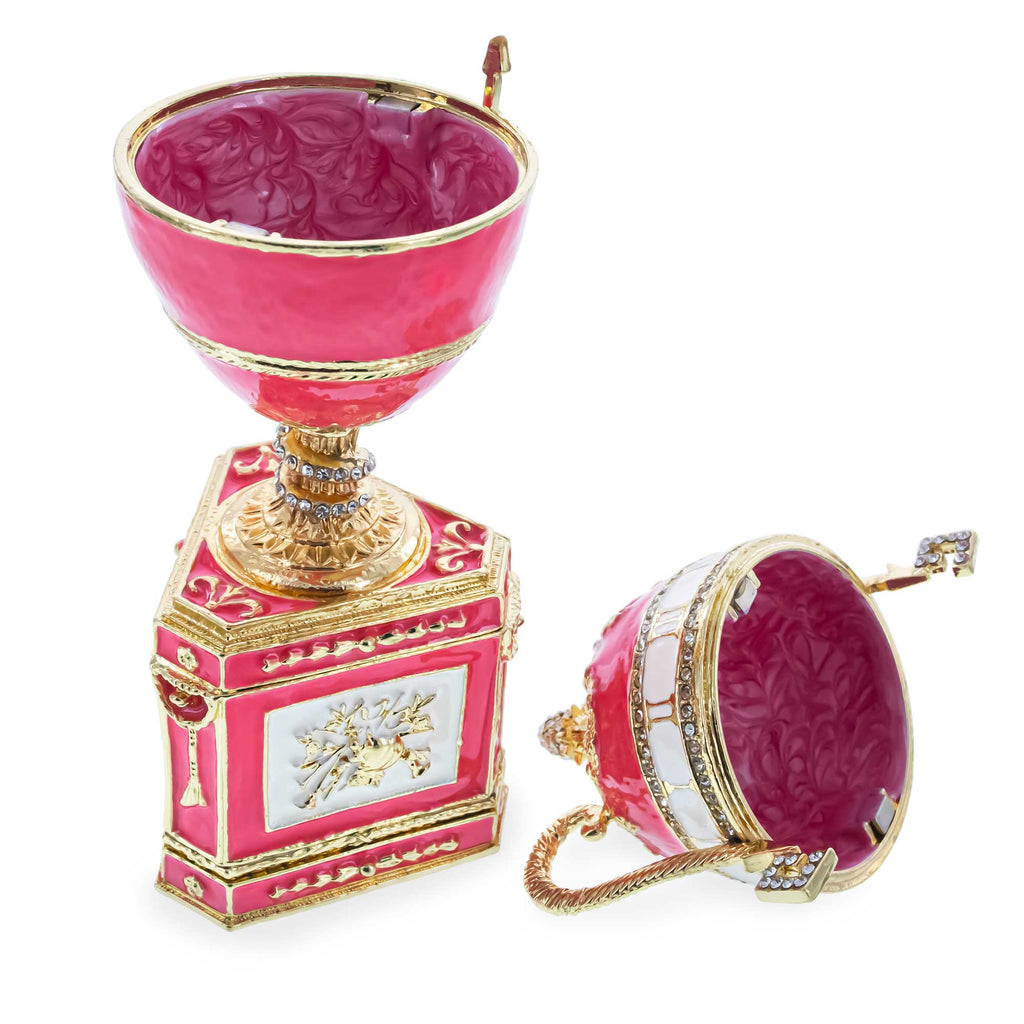 BestPysanky online gift shop sells Faberge replicas Imperial royal collectible Easter egg decorative Russian inspired style jewelry trinket box bejeweled jeweled enameled decoration figurine collection house music box crystal value for sale real