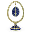 Blue Enamel Jeweled Easter Egg in the Egg Shaped Display Holder Figurine in Blue color Oval