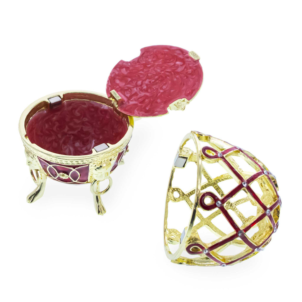 Shop Golden Lion in the Jeweled Cage Egg Figurine. Buy Royal > Royal Eggs > Inspired Red Oval