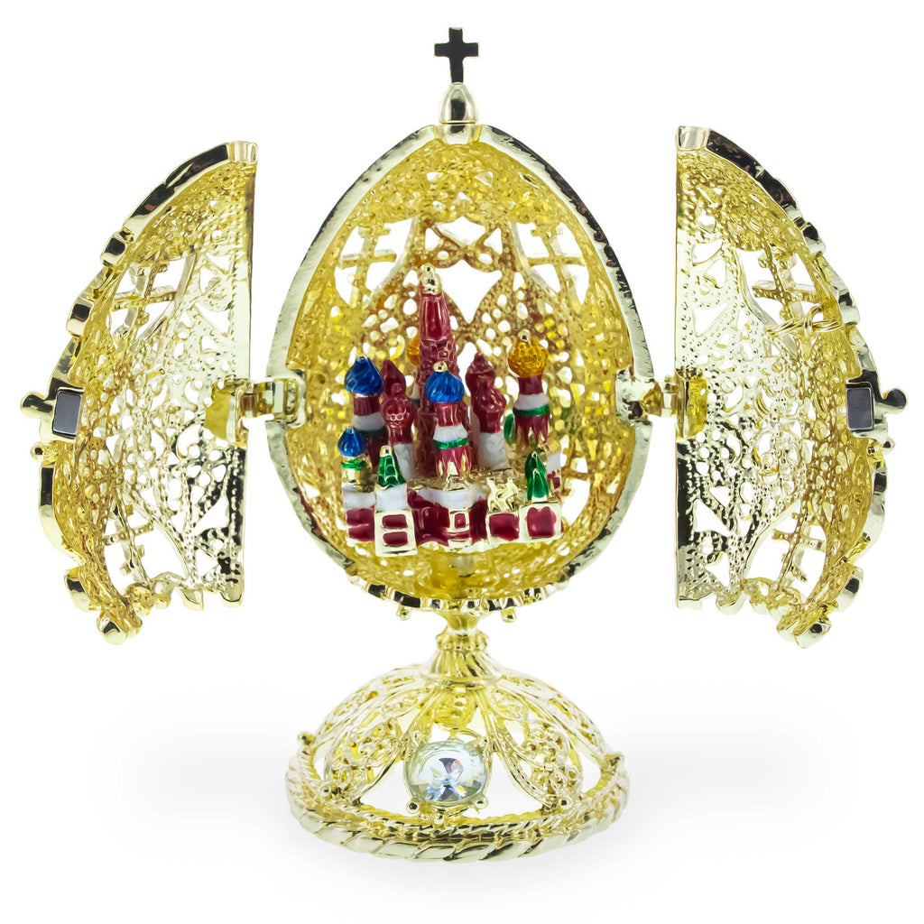 Shop Bejeweled Orthodox Church Easter Egg Golden Figurine. Buy Royal > Royal Eggs > Inspired Gold Oval