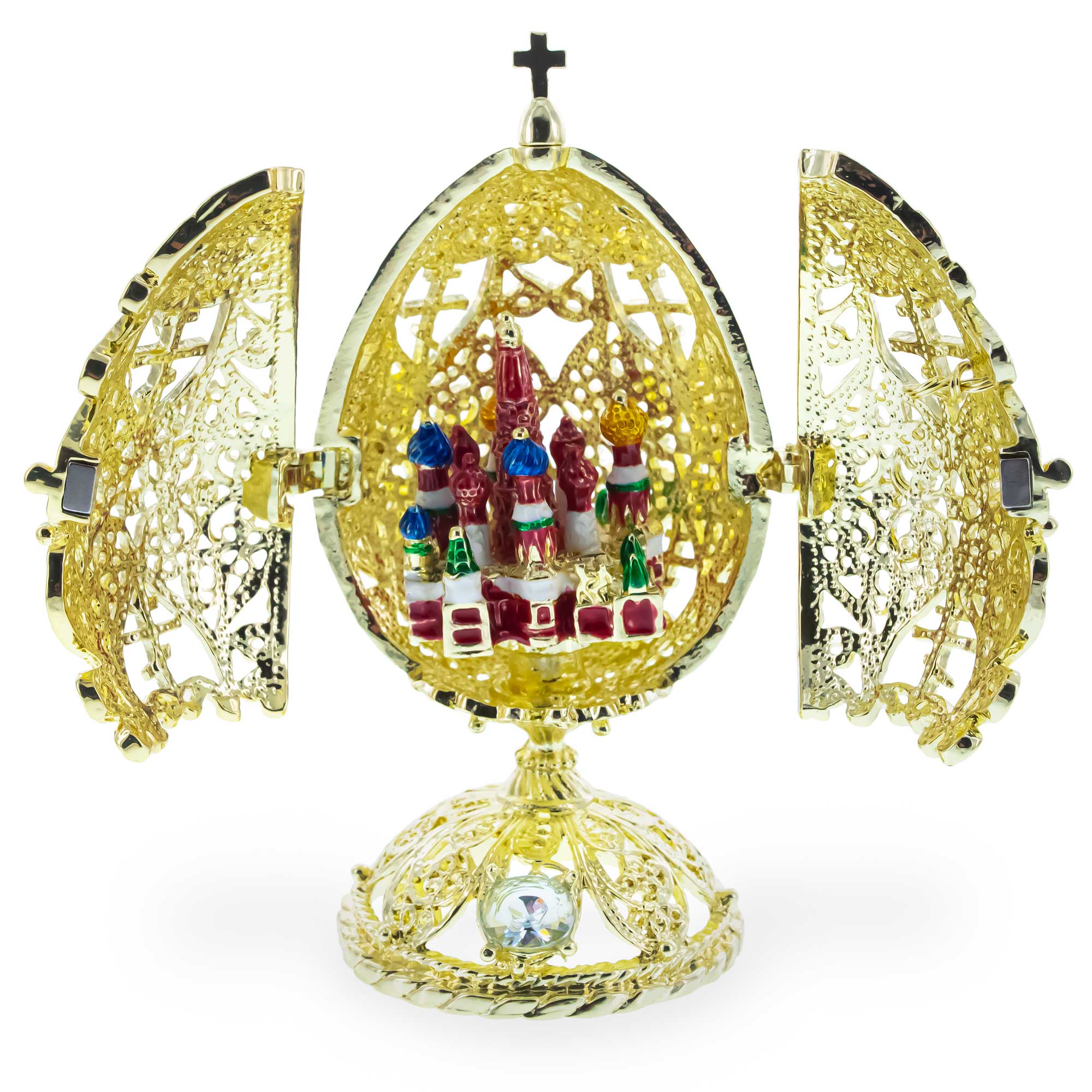 Shop Bejeweled Orthodox Church Easter Egg Golden Figurine. Buy Royal > Royal Eggs > Inspired Gold Oval