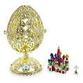 Bejeweled Orthodox Church Easter Egg Golden Figurine in Gold color Oval
