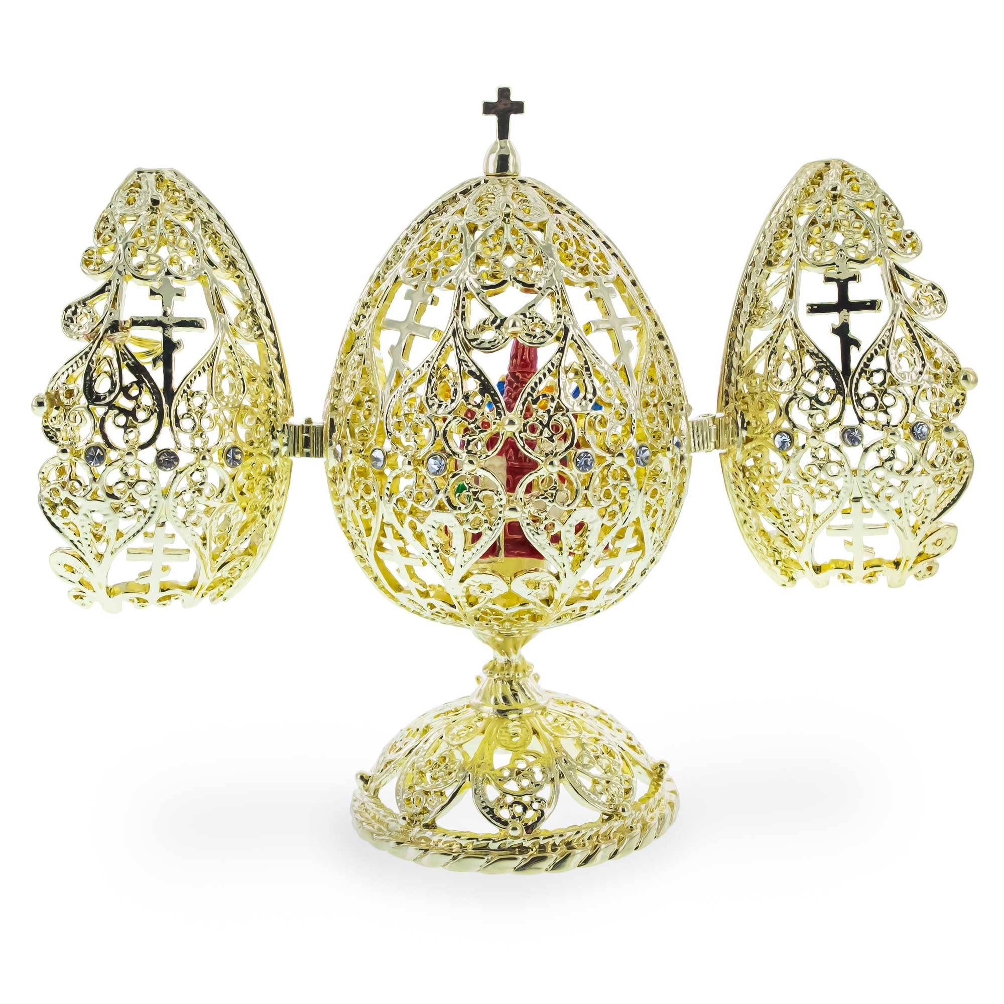 Bejeweled Orthodox Church Easter Egg Golden Figurine