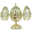 Bejeweled Orthodox Church Easter Egg Golden Figurine in Gold color Oval